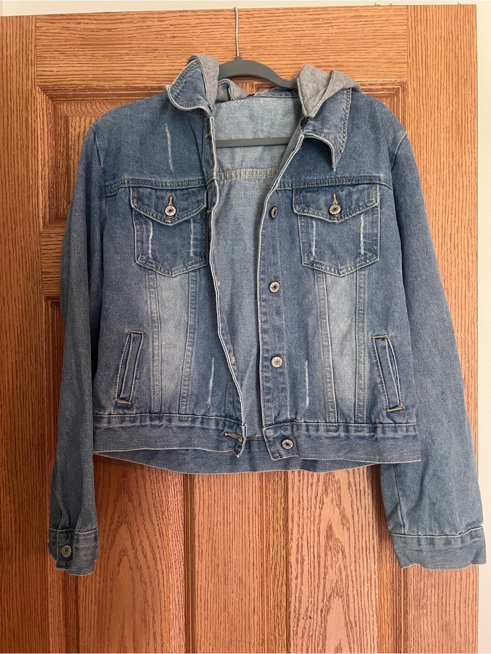 Classic Blue Denim Jacket with Hood